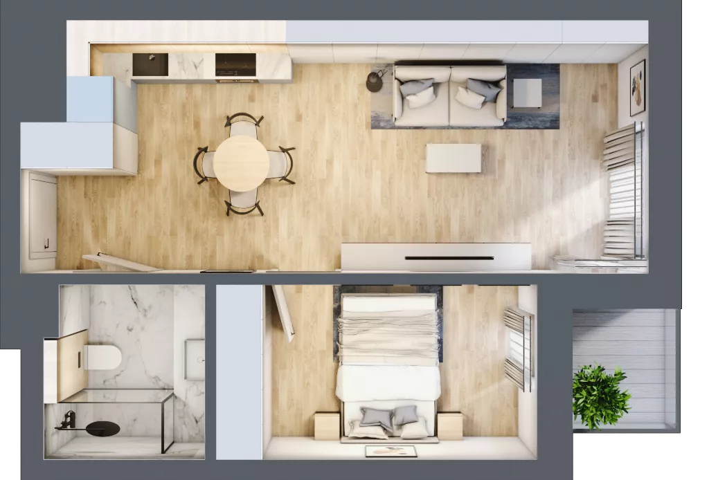 2 pokoje, mieszkanie 40,51 m², piętro 7, oferta nr C.6.57, Apartamenty Widok etap II, Skierniewice, Widok, ul. Armii Krajowej 63