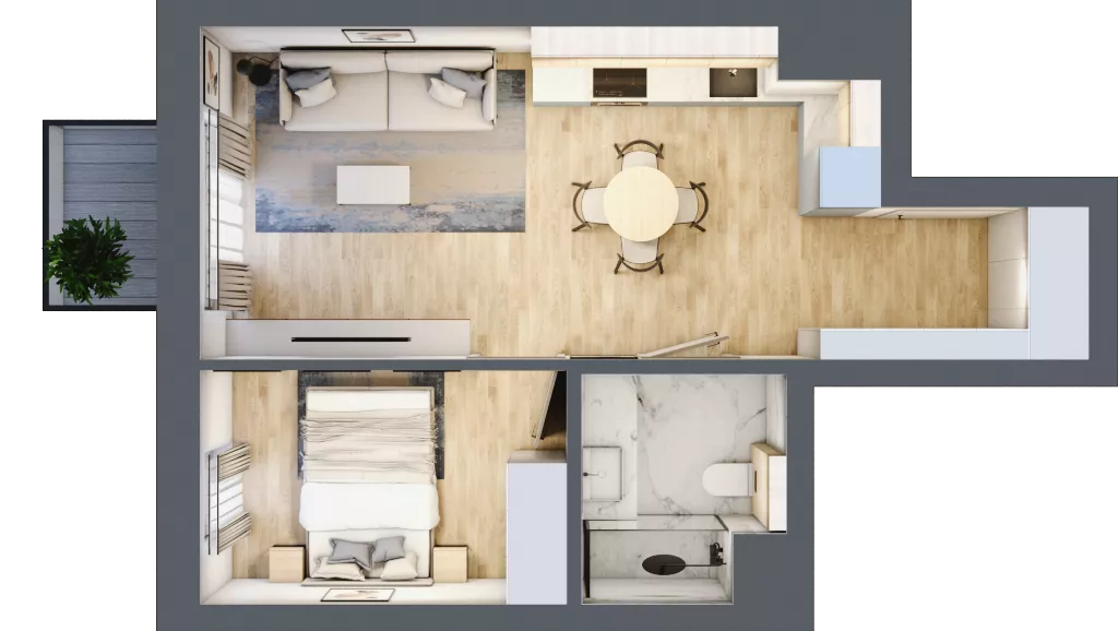 2 pokoje, mieszkanie 37,54 m², piętro 8, oferta nr C.7.62, Apartamenty Widok etap II, Skierniewice, Widok, ul. Armii Krajowej 63