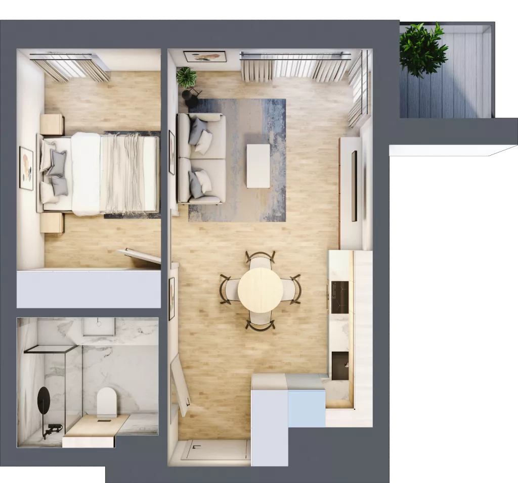 2 pokoje, mieszkanie 35,76 m², piętro 9, oferta nr C.8.76, Apartamenty Widok etap II, Skierniewice, Widok, ul. Armii Krajowej 63
