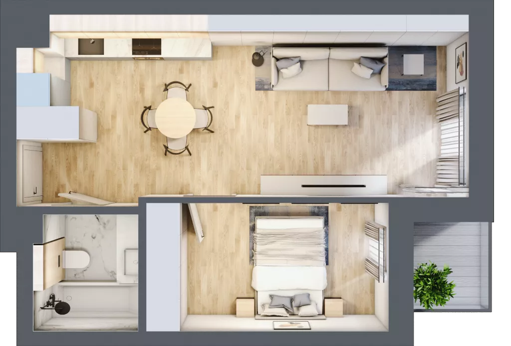 2 pokoje, mieszkanie 41,29 m², piętro 5, oferta nr D.4.39, Apartamenty Widok etap II, Skierniewice, Widok, ul. Armii Krajowej 63