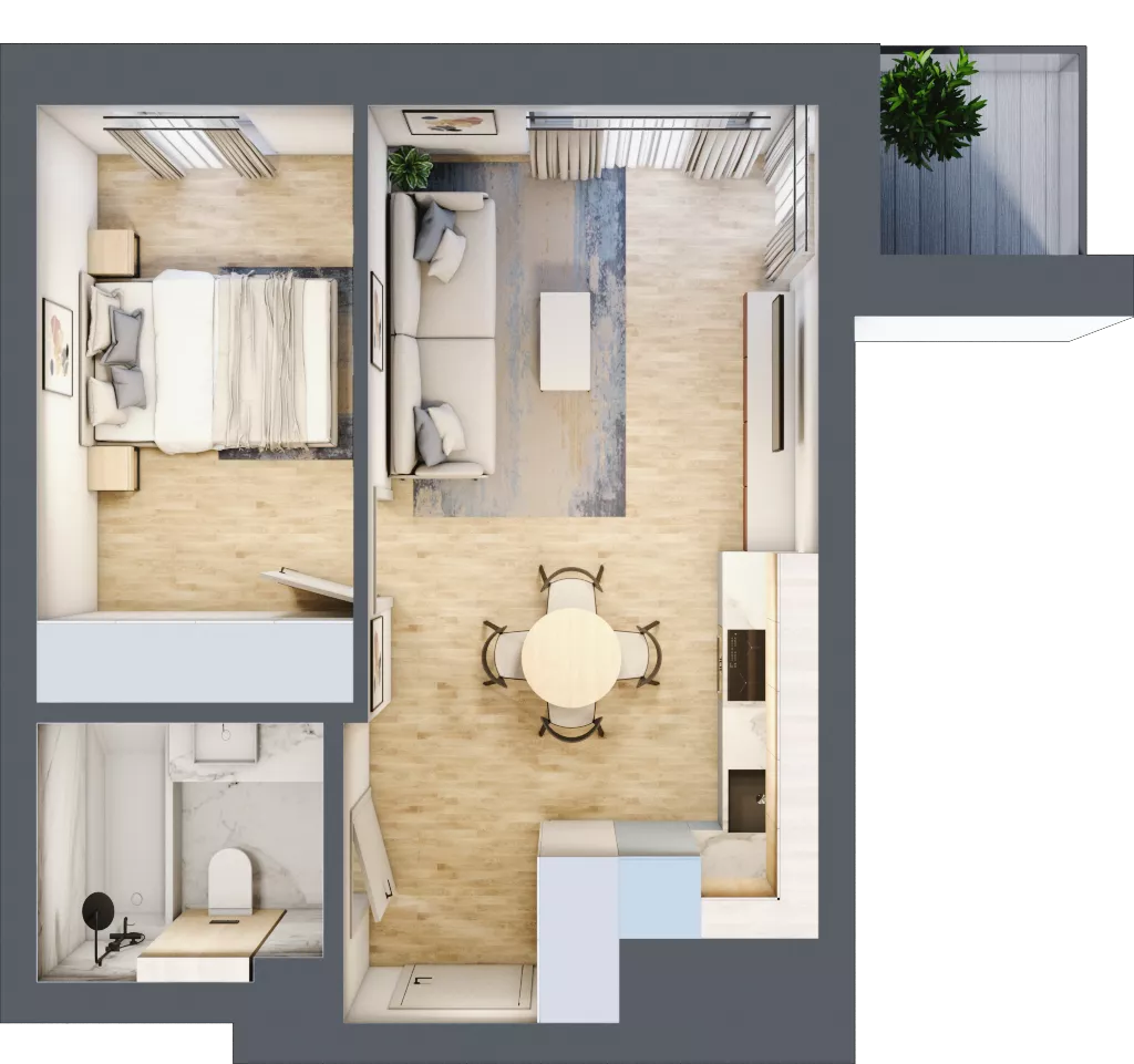 2 pokoje, mieszkanie 35,72 m², piętro 5, oferta nr D.4.40, Apartamenty Widok etap II, Skierniewice, Widok, ul. Armii Krajowej 63