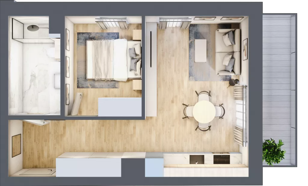 2 pokoje, mieszkanie 38,02 m², piętro 5, oferta nr D.4.41, Apartamenty Widok etap II, Skierniewice, Widok, ul. Armii Krajowej 63