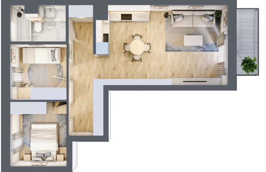 3 pokoje, mieszkanie 56,21 m², piętro 6, oferta nr E.5.64, Apartamenty Widok etap II, Skierniewice, Widok, ul. Armii Krajowej 63