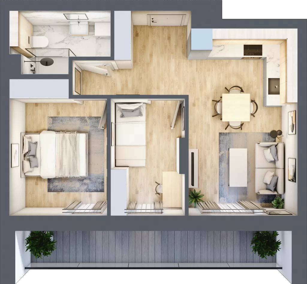 3 pokoje, mieszkanie 43,39 m², piętro 3, oferta nr 159, Nove Diamentowe, Konin, Osiedle Władysława Sikorskiego, ul. Topazowa 28