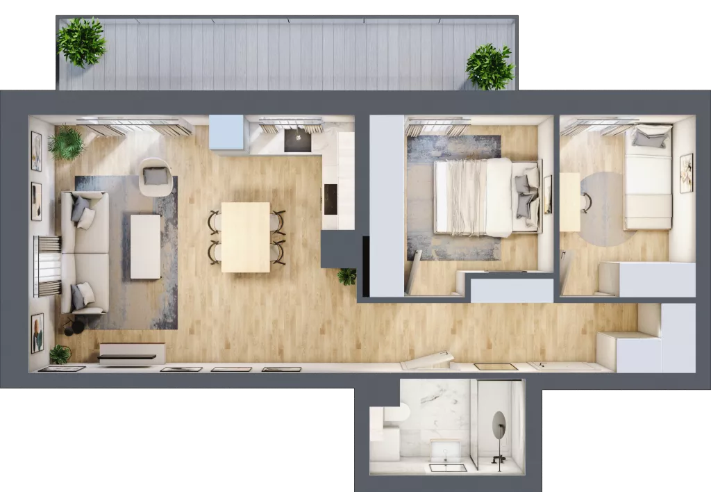 3 pokoje, mieszkanie 55,27 m², piętro 3, oferta nr 48, Nove Diamentowe, Konin, Osiedle Władysława Sikorskiego, ul. Topazowa 28