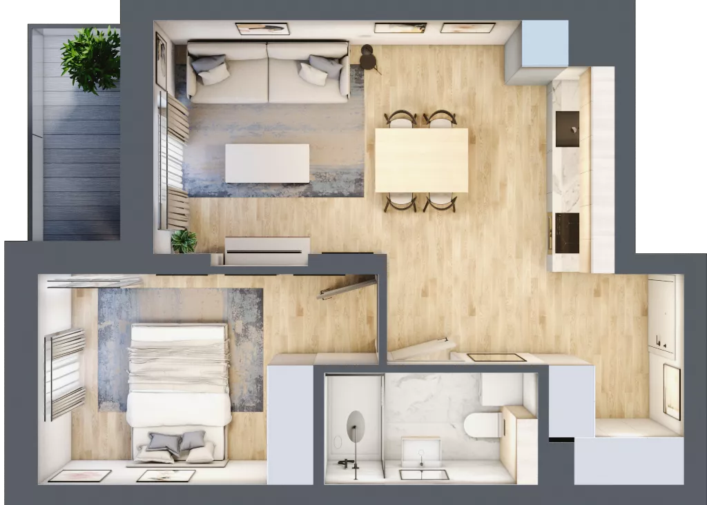 2 pokoje, mieszkanie 40,57 m², piętro 3, oferta nr 115, Nove Diamentowe, Konin, Osiedle Władysława Sikorskiego, ul. Topazowa 28