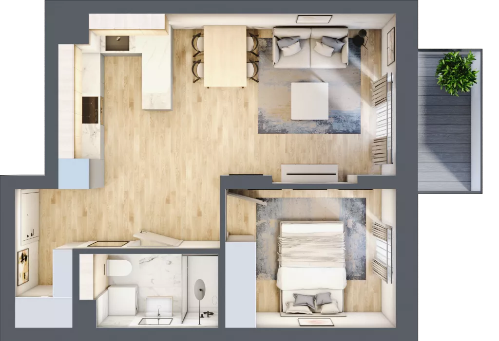 2 pokoje, mieszkanie 41,21 m², piętro 4, oferta nr 70, Nove Diamentowe, Konin, Osiedle Władysława Sikorskiego, ul. Topazowa 28