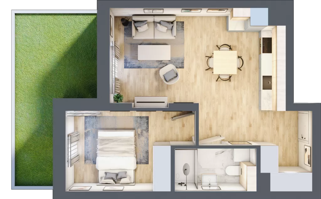 2 pokoje, mieszkanie 41,74 m², parter, oferta nr 118, Nove Diamentowe, Konin, Osiedle Władysława Sikorskiego, ul. Topazowa 28