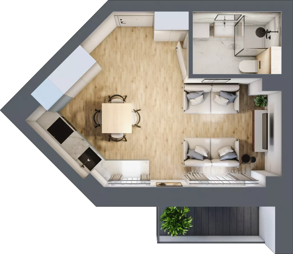 1 pokój, mieszkanie 25,01 m², piętro 3, oferta nr 34, Nove Diamentowe, Konin, Osiedle Władysława Sikorskiego, ul. Topazowa 28