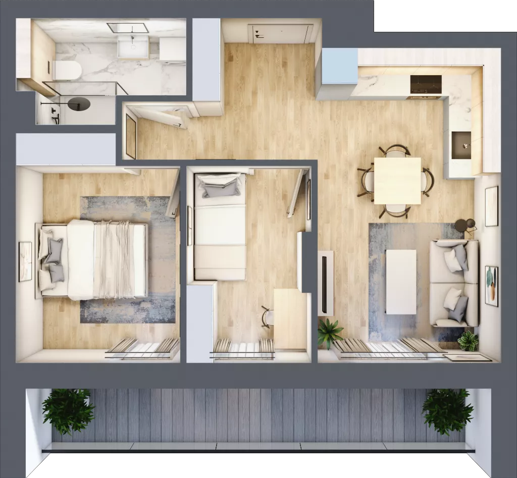 3 pokoje, mieszkanie 43,39 m², piętro 2, oferta nr 155, Nove Diamentowe, Konin, Osiedle Władysława Sikorskiego, ul. Topazowa 28
