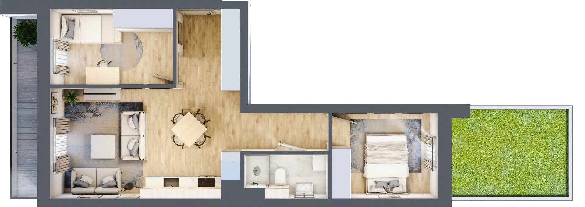 3 pokoje, mieszkanie 51,40 m², parter, oferta nr 60, Nove Diamentowe, Konin, Osiedle Władysława Sikorskiego, ul. Topazowa 28