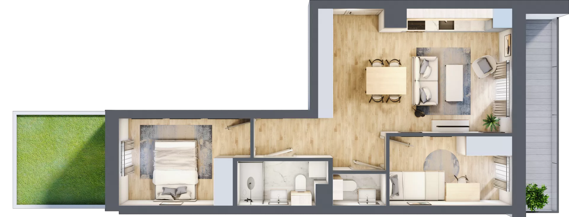 3 pokoje, mieszkanie 52,19 m², piętro 1, oferta nr 101, Nove Diamentowe, Konin, Osiedle Władysława Sikorskiego, ul. Topazowa 28