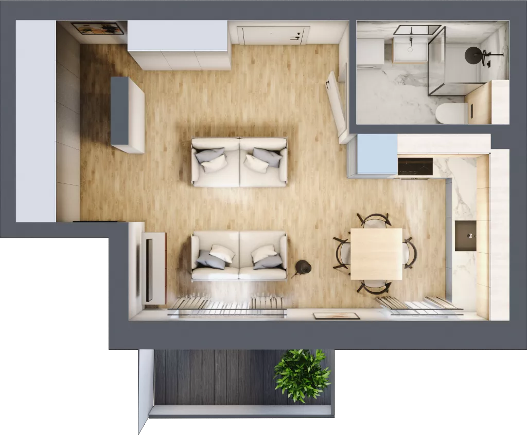 1 pokój, mieszkanie 30,57 m², piętro 3, oferta nr 33, Nove Diamentowe, Konin, Osiedle Władysława Sikorskiego, ul. Topazowa 28