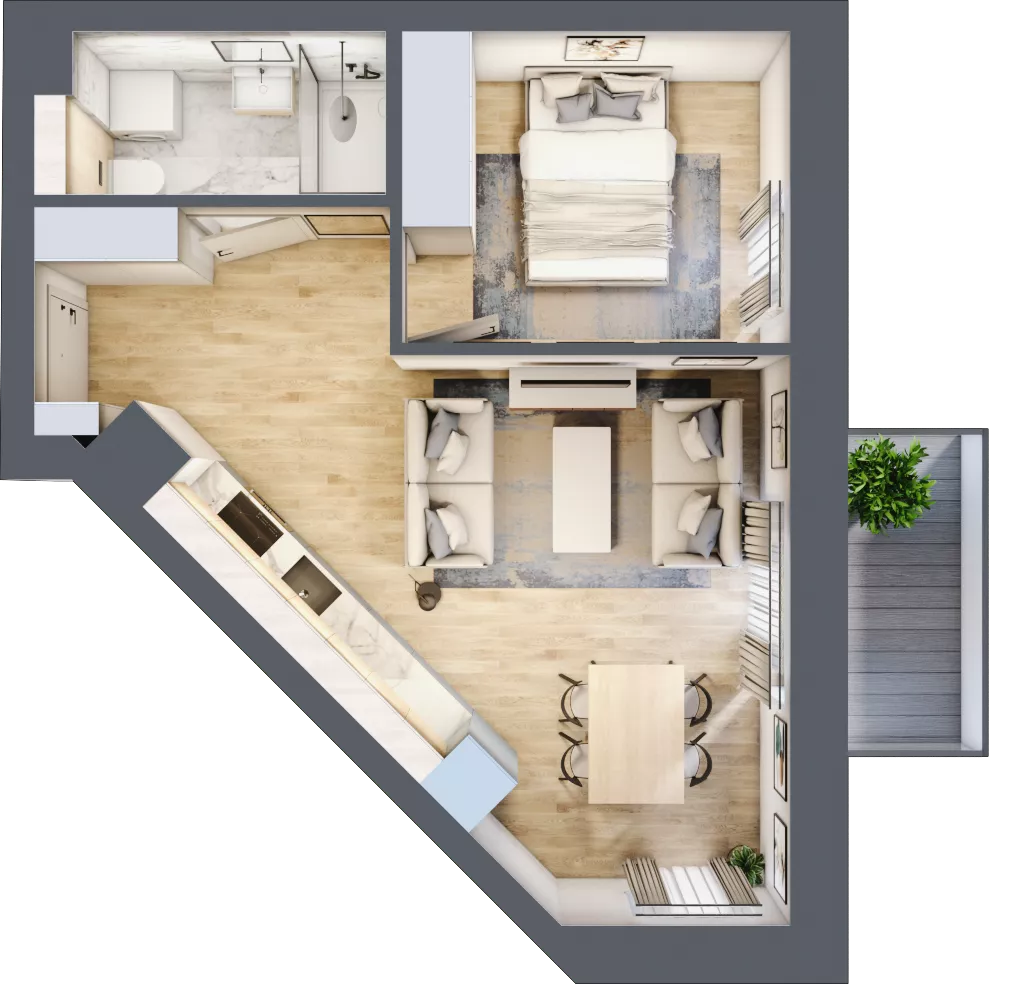 2 pokoje, mieszkanie 38,42 m², piętro 3, oferta nr 36, Nove Diamentowe, Konin, Osiedle Władysława Sikorskiego, ul. Topazowa 28