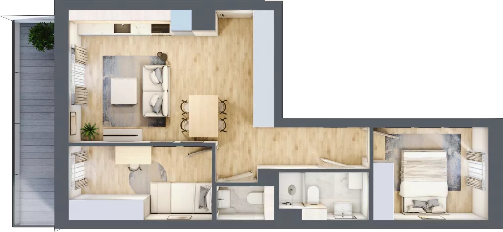 3 pokoje, mieszkanie 51,82 m², piętro 2, oferta nr 80, Nove Diamentowe, Konin, Osiedle Władysława Sikorskiego, ul. Topazowa 28