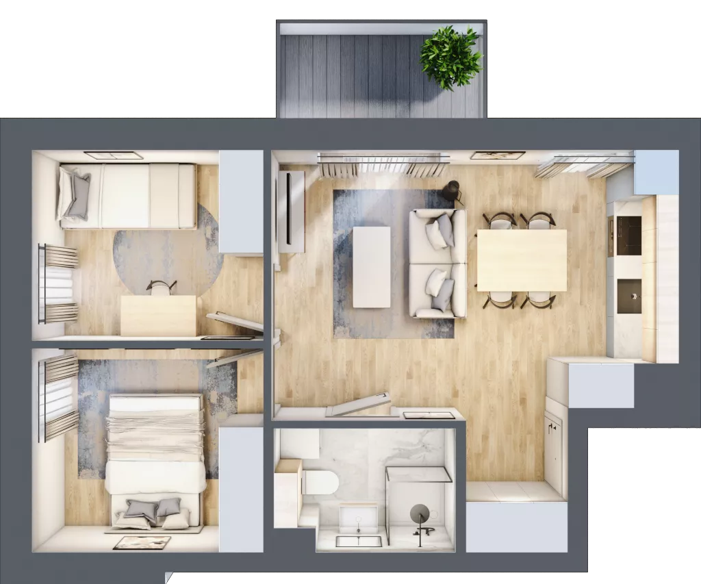 3 pokoje, mieszkanie 42,41 m², piętro 1, oferta nr 157, Nove Diamentowe, Konin, Osiedle Władysława Sikorskiego, ul. Topazowa 28
