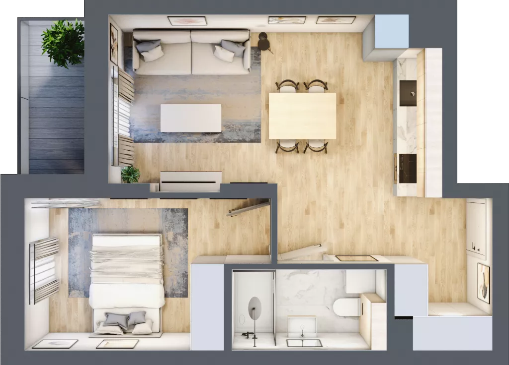 2 pokoje, mieszkanie 40,57 m², piętro 3, oferta nr 111, Nove Diamentowe, Konin, Osiedle Władysława Sikorskiego, ul. Topazowa 28