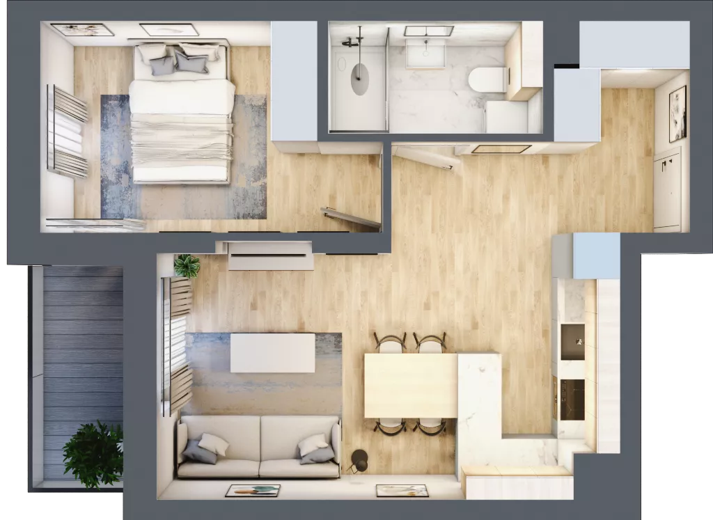 2 pokoje, mieszkanie 41,46 m², piętro 3, oferta nr 114, Nove Diamentowe, Konin, Osiedle Władysława Sikorskiego, ul. Topazowa 28