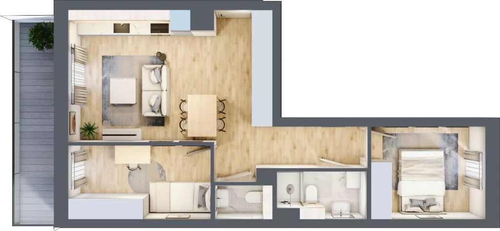 3 pokoje, mieszkanie 51,82 m², piętro 3, oferta nr 84, Nove Diamentowe, Konin, Osiedle Władysława Sikorskiego, ul. Topazowa 28