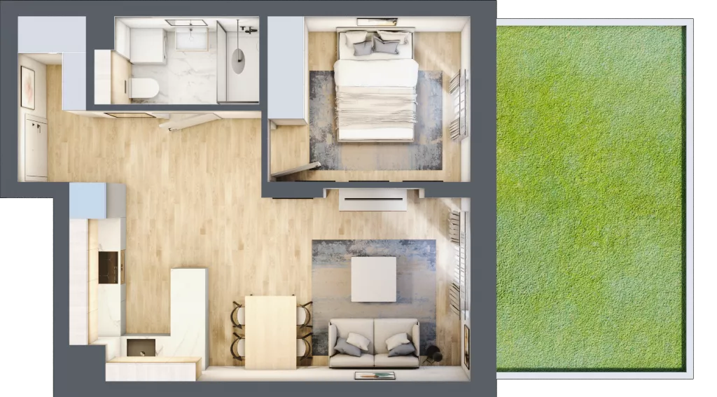 2 pokoje, mieszkanie 40,21 m², parter, oferta nr 59, Nove Diamentowe, Konin, Osiedle Władysława Sikorskiego, ul. Topazowa 28