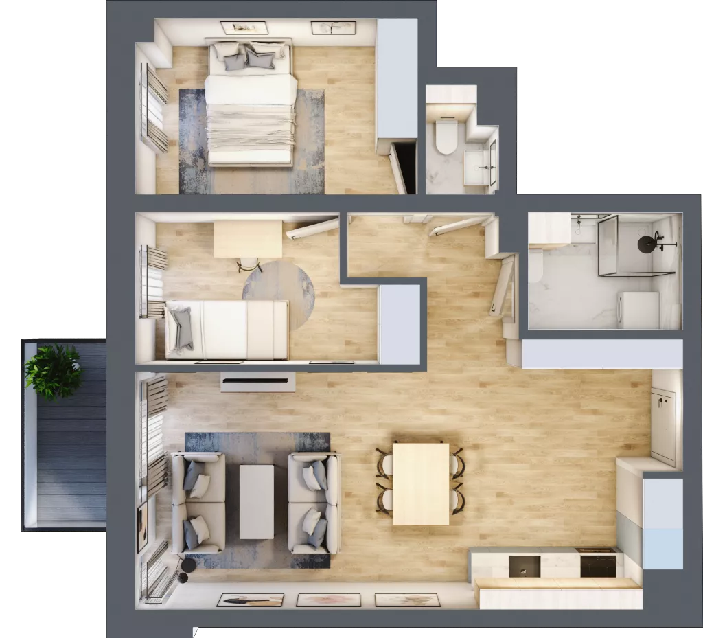3 pokoje, mieszkanie 59,01 m², piętro 2, oferta nr 93, Nove Diamentowe, Konin, Osiedle Władysława Sikorskiego, ul. Topazowa 28