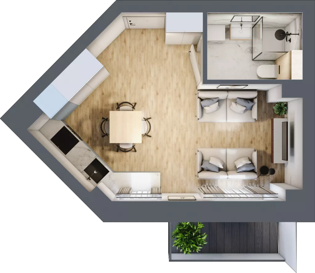 1 pokój, mieszkanie 25,01 m², piętro 2, oferta nr 12, Nove Diamentowe, Konin, Osiedle Władysława Sikorskiego, ul. Topazowa 28