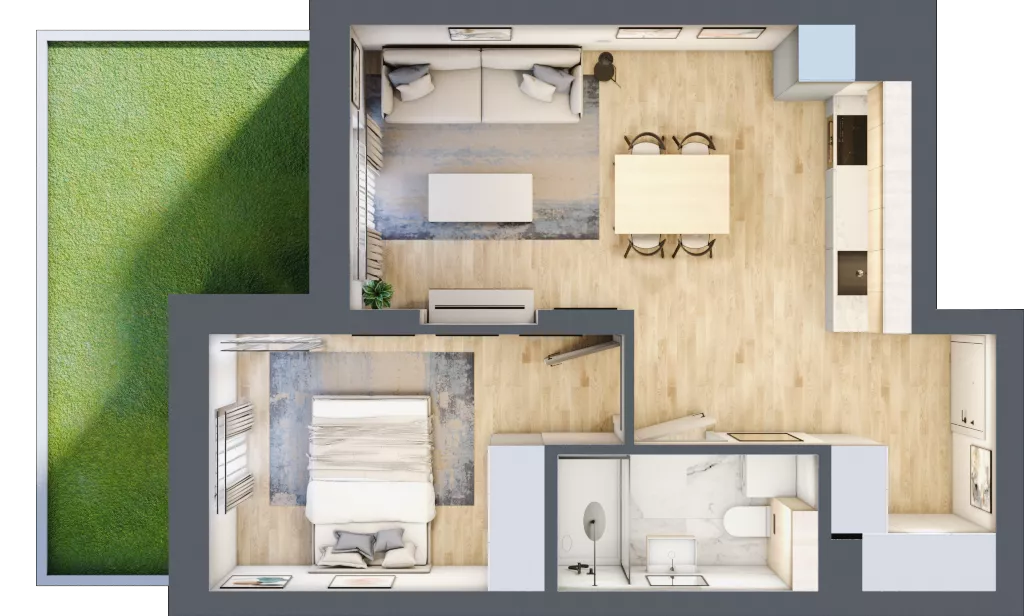 2 pokoje, mieszkanie 40,57 m², piętro 1, oferta nr 103, Nove Diamentowe, Konin, Osiedle Władysława Sikorskiego, ul. Topazowa 28
