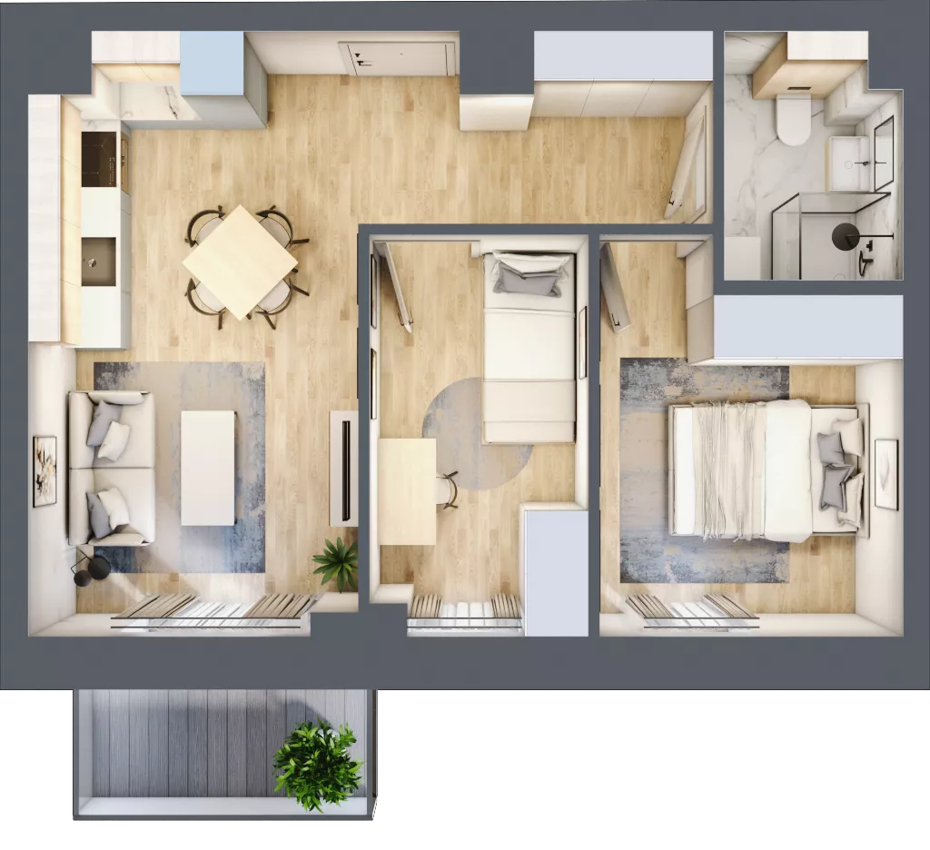 3 pokoje, mieszkanie 44,55 m², piętro 2, oferta nr 50, Nove Diamentowe, Konin, Osiedle Władysława Sikorskiego, ul. Topazowa 28