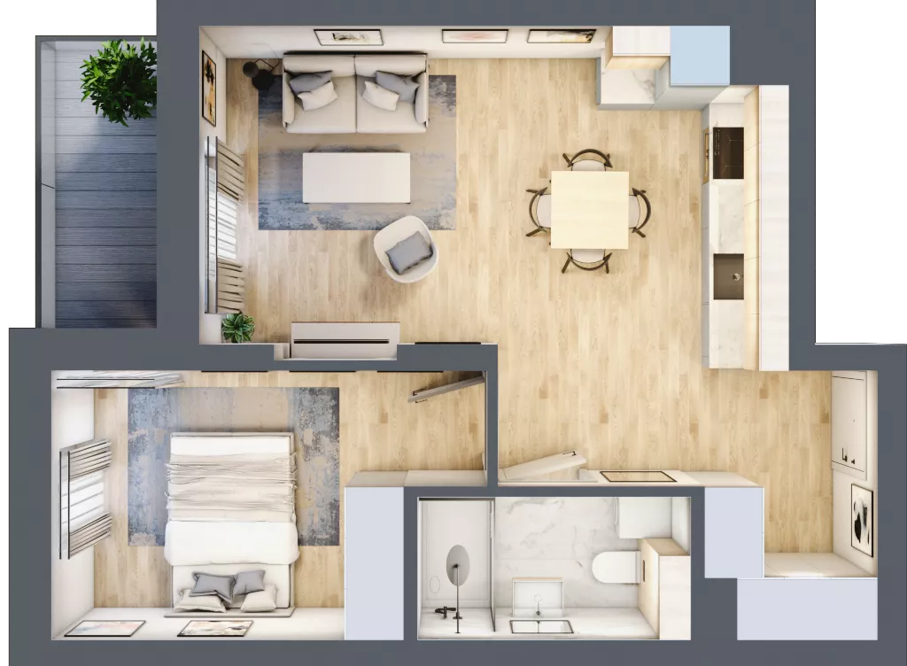 2 pokoje, mieszkanie 41,74 m², piętro 2, oferta nr 124, Nove Diamentowe, Konin, Osiedle Władysława Sikorskiego, ul. Topazowa 28