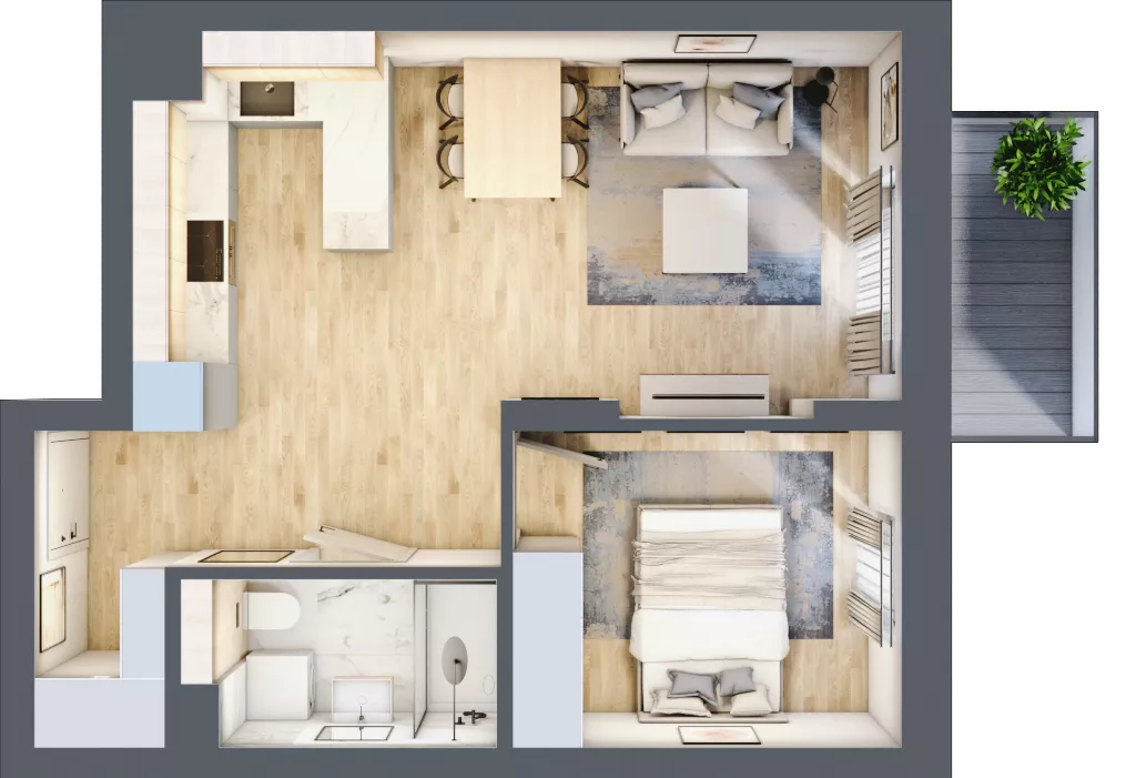 2 pokoje, mieszkanie 41,21 m², piętro 3, oferta nr 66, Nove Diamentowe, Konin, Osiedle Władysława Sikorskiego, ul. Topazowa 28