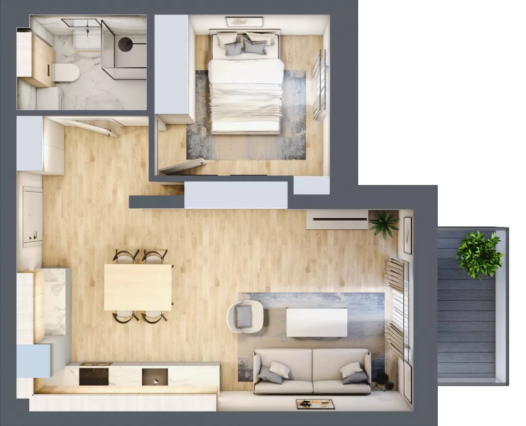 2 pokoje, mieszkanie 44,65 m², piętro 2, oferta nr 29, Nove Diamentowe, Konin, Osiedle Władysława Sikorskiego, ul. Topazowa 28