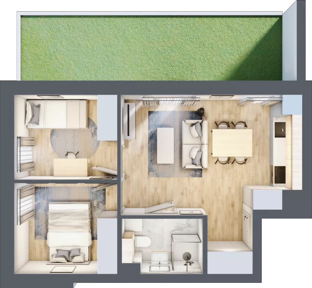 3 pokoje, mieszkanie 42,41 m², parter, oferta nr 153, Nove Diamentowe, Konin, Osiedle Władysława Sikorskiego, ul. Topazowa 28
