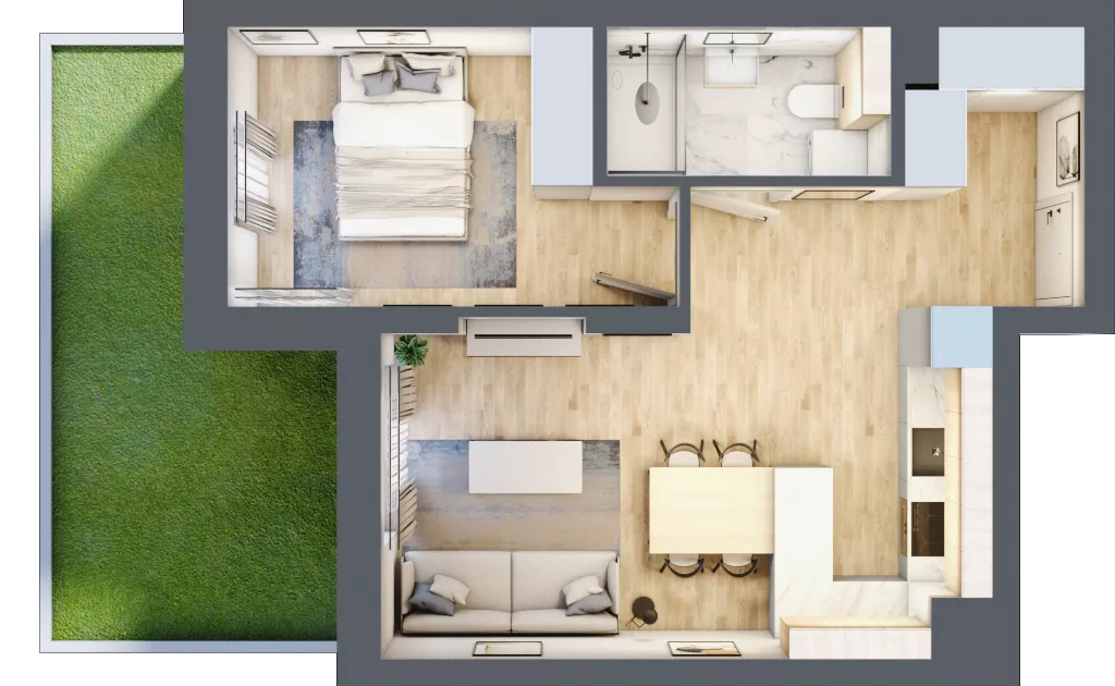 2 pokoje, mieszkanie 41,46 m², piętro 1, oferta nr 102, Nove Diamentowe, Konin, Osiedle Władysława Sikorskiego, ul. Topazowa 28