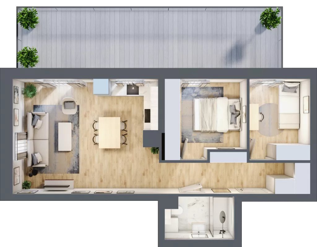 3 pokoje, mieszkanie 55,27 m², parter, oferta nr 42, Nove Diamentowe, Konin, Osiedle Władysława Sikorskiego, ul. Topazowa 28