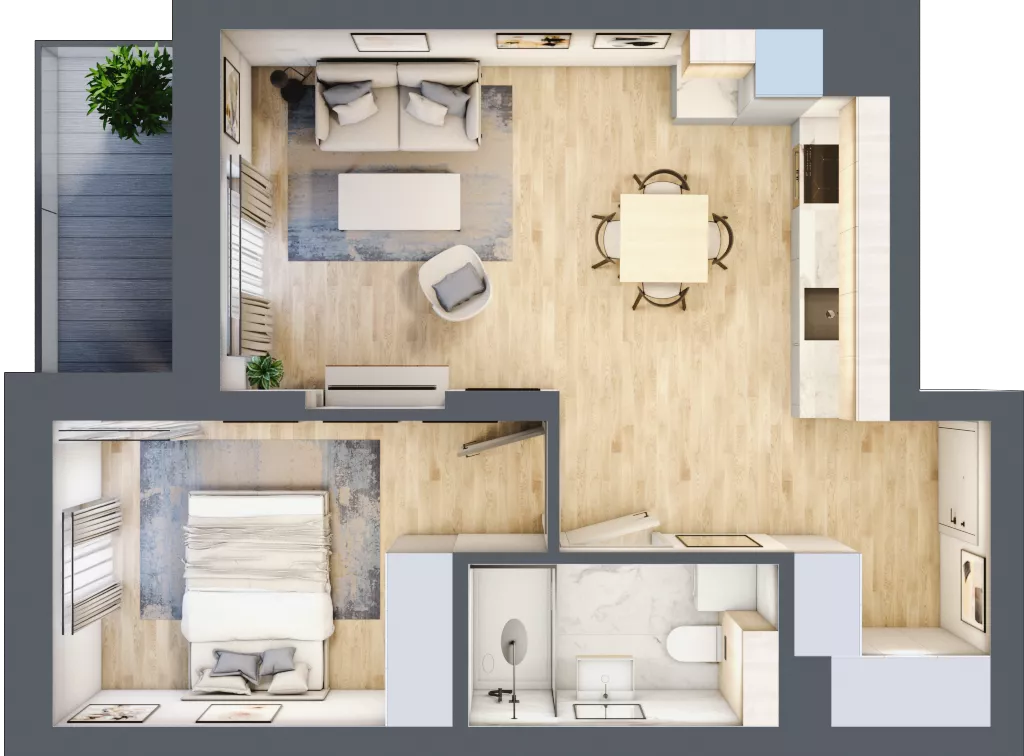 2 pokoje, mieszkanie 41,74 m², piętro 1, oferta nr 121, Nove Diamentowe, Konin, Osiedle Władysława Sikorskiego, ul. Topazowa 28