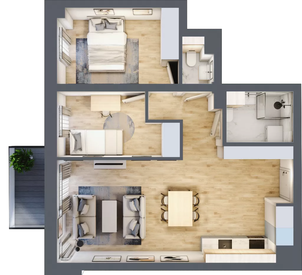 3 pokoje, mieszkanie 59,01 m², piętro 2, oferta nr 96, Nove Diamentowe, Konin, Osiedle Władysława Sikorskiego, ul. Topazowa 28