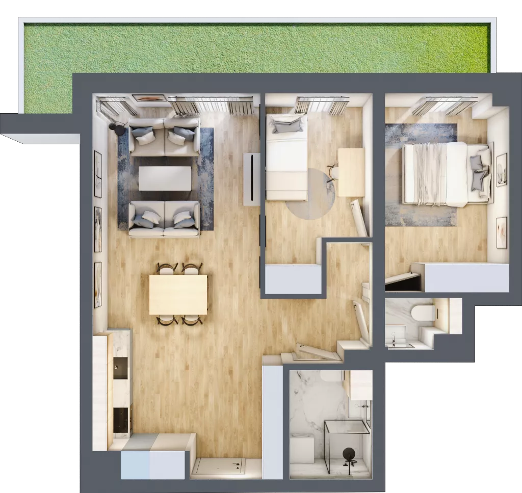 3 pokoje, mieszkanie 59,01 m², piętro 1, oferta nr 90, Nove Diamentowe, Konin, Osiedle Władysława Sikorskiego, ul. Topazowa 28