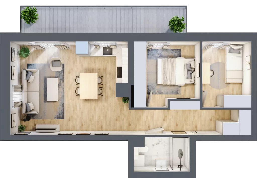 3 pokoje, mieszkanie 55,27 m², piętro 3, oferta nr 51, Nove Diamentowe, Konin, Osiedle Władysława Sikorskiego, ul. Topazowa 28