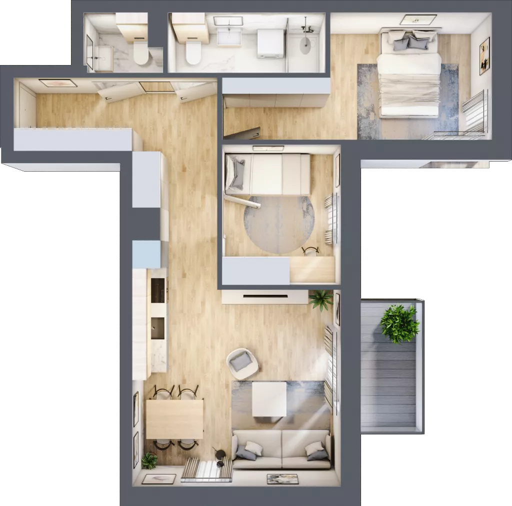 3 pokoje, mieszkanie 57,34 m², piętro 1, oferta nr 137, Nove Diamentowe, Konin, Osiedle Władysława Sikorskiego, ul. Topazowa 28