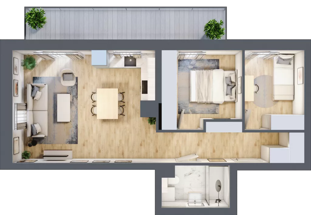 3 pokoje, mieszkanie 55,27 m², piętro 2, oferta nr 45, Nove Diamentowe, Konin, Osiedle Władysława Sikorskiego, ul. Topazowa 28