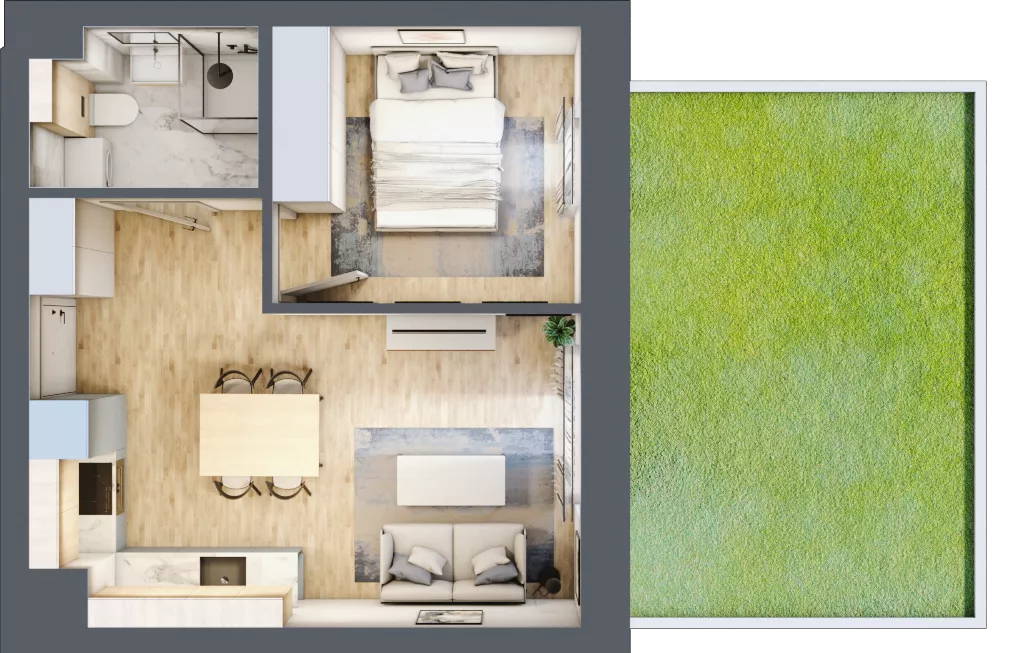2 pokoje, mieszkanie 32,98 m², piętro 1, oferta nr 4, Nove Diamentowe, Konin, Osiedle Władysława Sikorskiego, ul. Topazowa 28