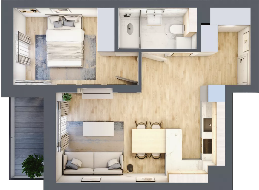 2 pokoje, mieszkanie 41,46 m², piętro 1, oferta nr 106, Nove Diamentowe, Konin, Osiedle Władysława Sikorskiego, ul. Topazowa 28