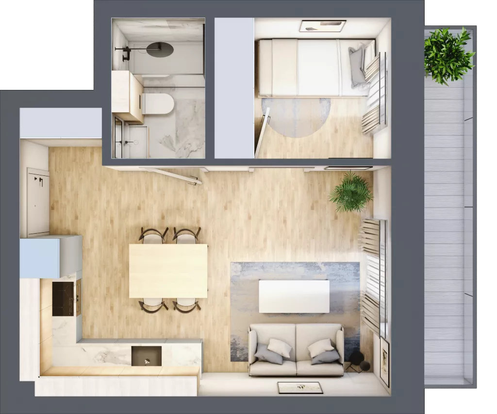 2 pokoje, mieszkanie 29,65 m², piętro 1, oferta nr 6, Nove Diamentowe, Konin, Osiedle Władysława Sikorskiego, ul. Topazowa 28