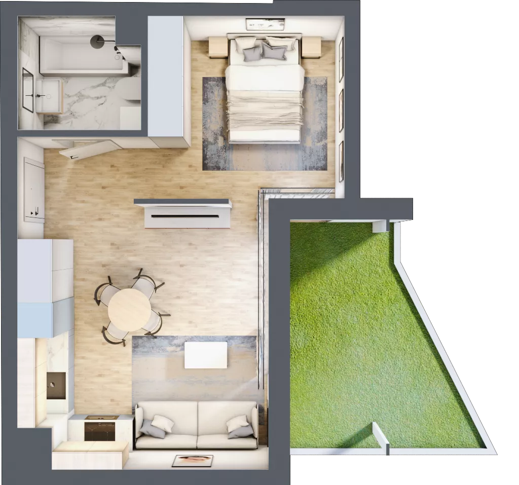 1 pokój, mieszkanie 36,24 m², parter, oferta nr A.0.04, Wyspiański Apartamenty, Żyrardów, ul. Wyspiańskiego 8