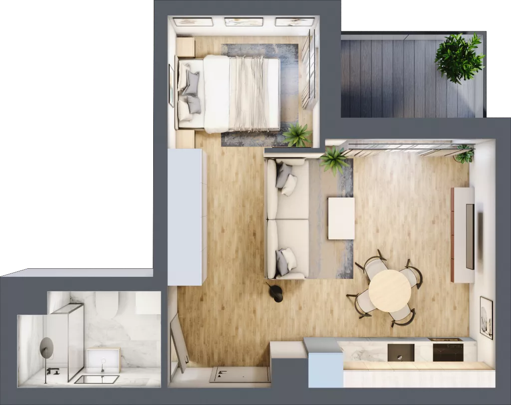 1 pokój, mieszkanie 33,45 m², piętro 2, oferta nr C.2.108, Wyspiański Apartamenty, Żyrardów, ul. Wyspiańskiego 8