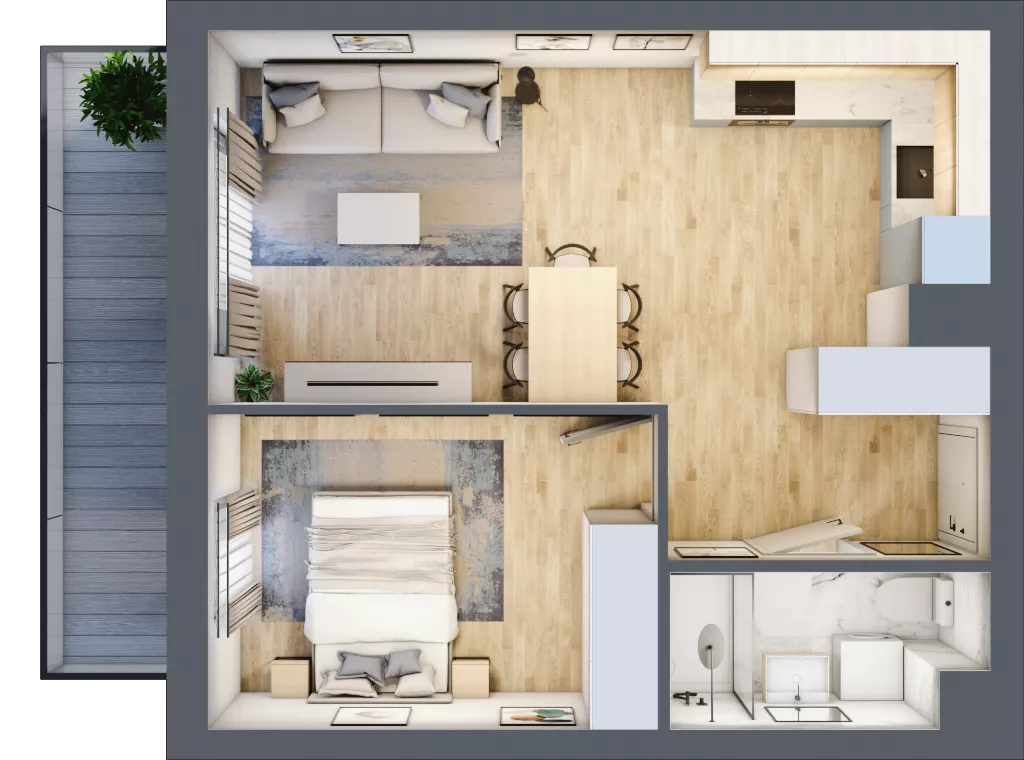 2 pokoje, mieszkanie 41,20 m², piętro 4, oferta nr B.4.85, Wyspiański Apartamenty, Żyrardów, ul. Wyspiańskiego 8