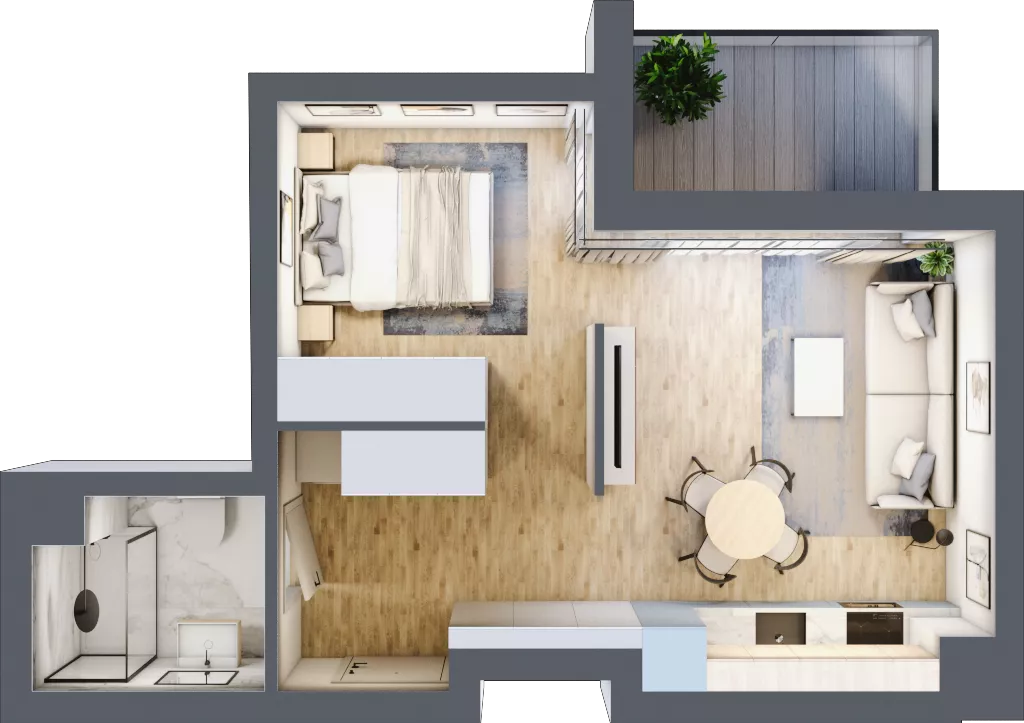 1 pokój, mieszkanie 34,77 m², piętro 4, oferta nr B.4.82, Wyspiański Apartamenty, Żyrardów, ul. Wyspiańskiego 8