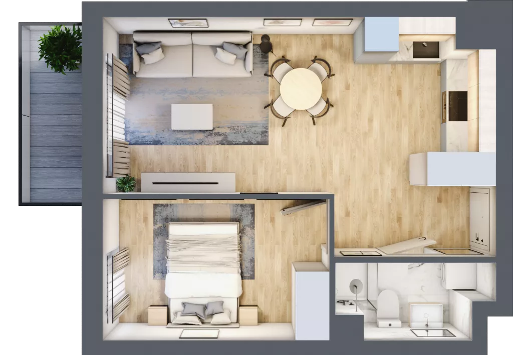2 pokoje, mieszkanie 37,52 m², piętro 3, oferta nr A.3.30, Wyspiański Apartamenty, Żyrardów, ul. Wyspiańskiego 8