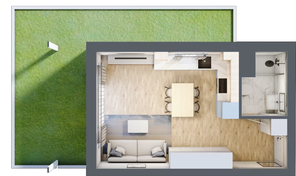 1 pokój, mieszkanie 28,45 m², parter, oferta nr A.0.08, Wyspiański Apartamenty, Żyrardów, ul. Wyspiańskiego 8