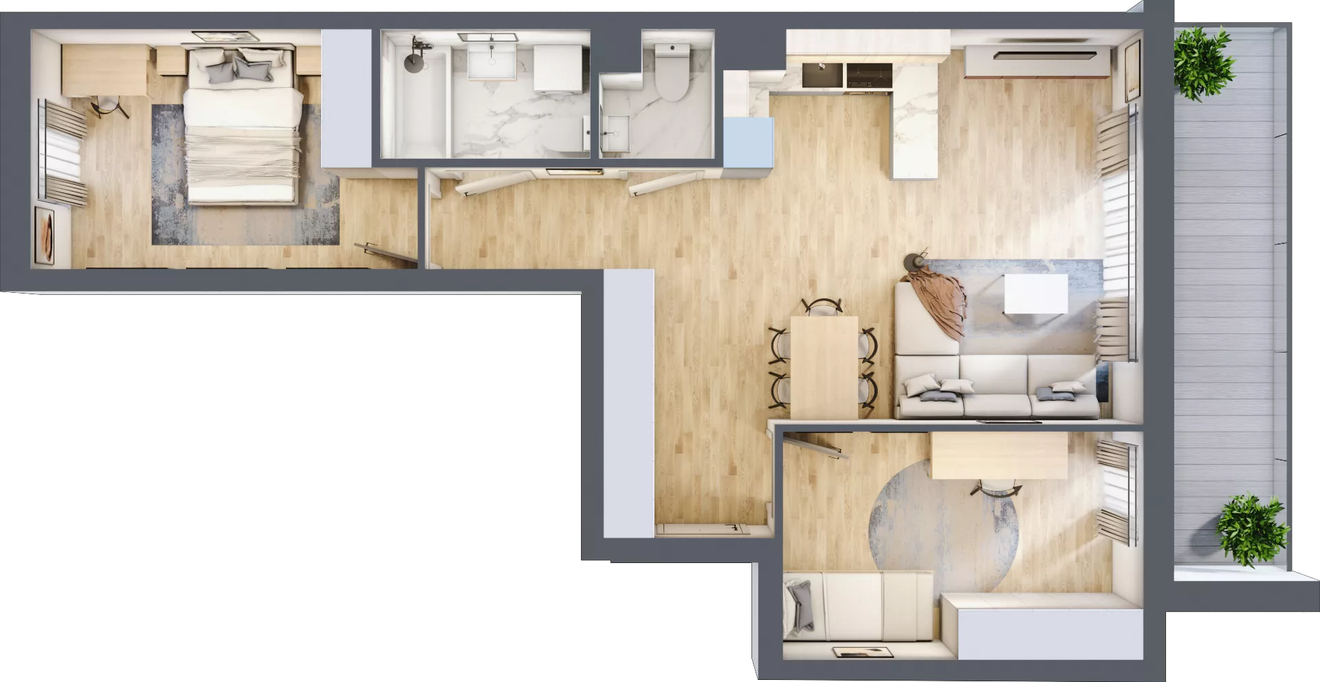 3 pokoje, mieszkanie 62,67 m², piętro 3, oferta nr C.3.123, Wyspiański Apartamenty, Żyrardów, ul. Wyspiańskiego 8
